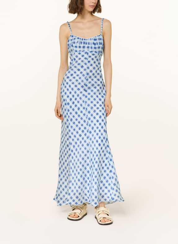 SANDRO Leinenkleid HELLBLAU / DUNKELBLAU / WEISS