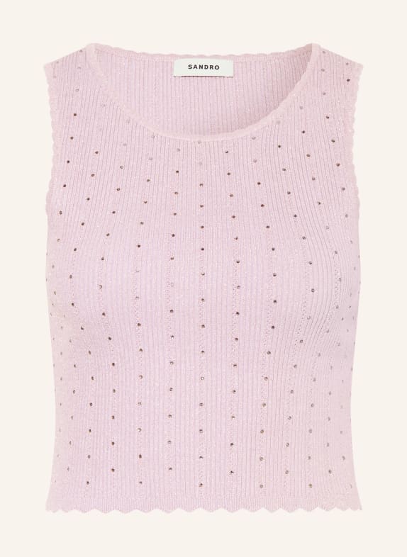 SANDRO Stricktop mit Schmucksteinen HELLLILA