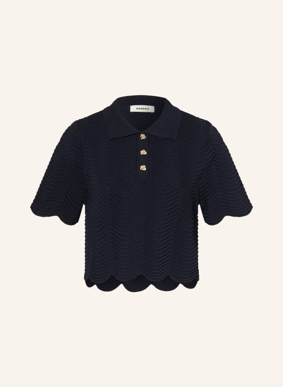 SANDRO koszulka z dzianiny GRANATOWY