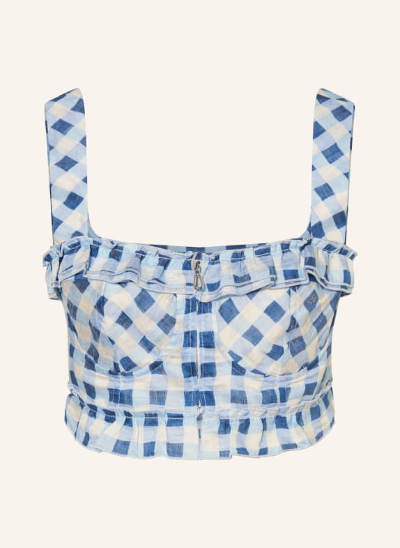 SANDRO Cropped-Top mit Rüschen HELLBLAU / BLAU