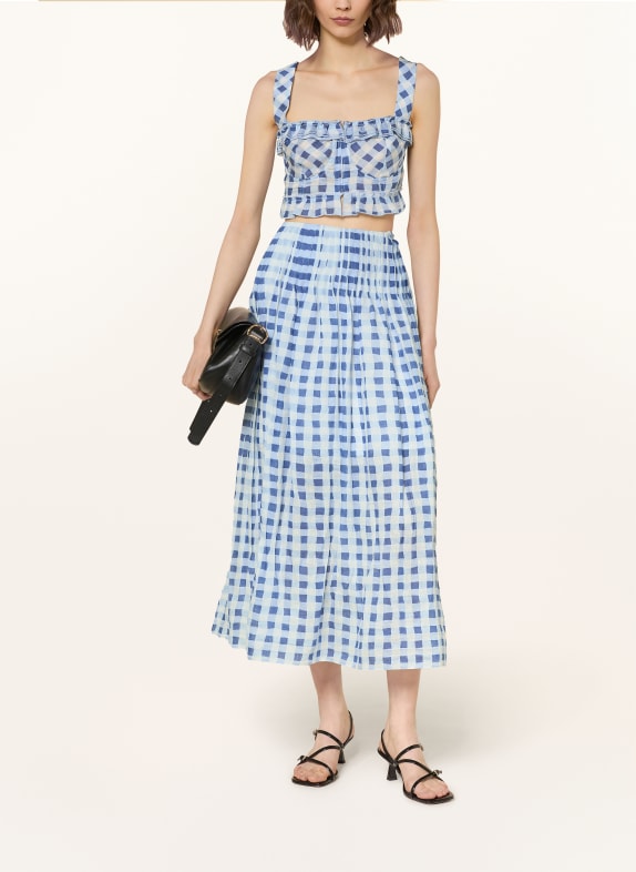 SANDRO Cropped-Top mit Rüschen HELLBLAU / BLAU