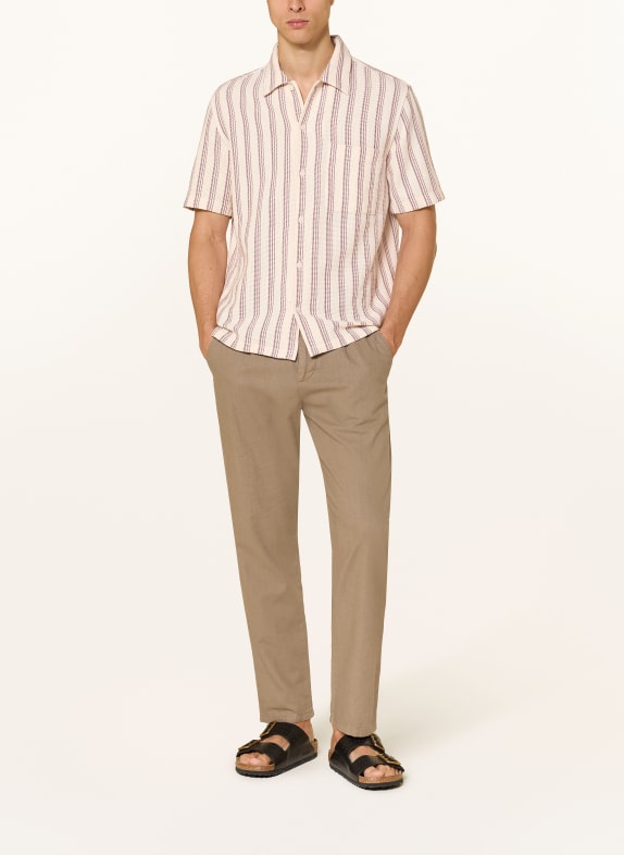 Marc O'Polo Korte mouwen overhemd Regular Fit CRÈME / DONKERROOD