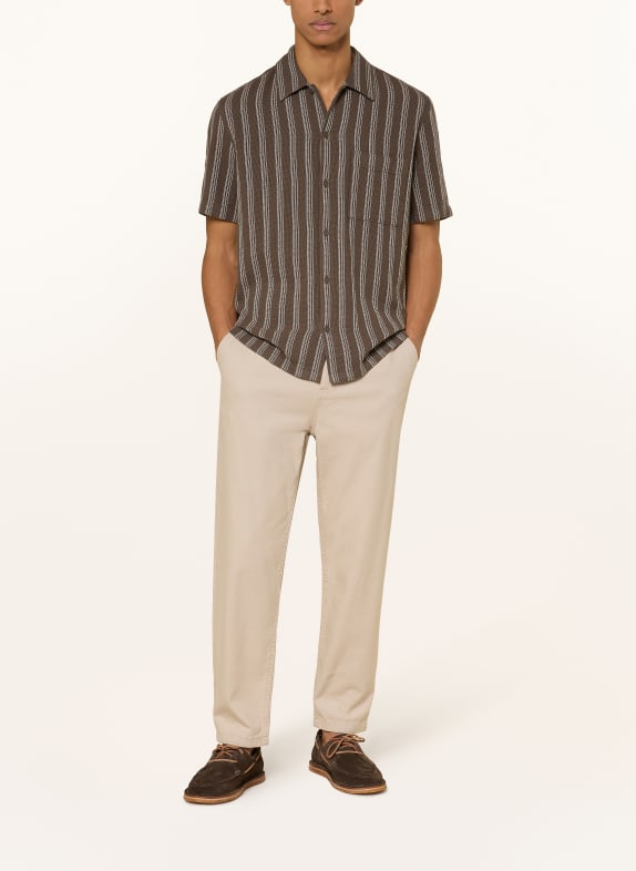 Marc O'Polo Korte mouwen overhemd Regular Fit MARRON FONCÉ / WIT