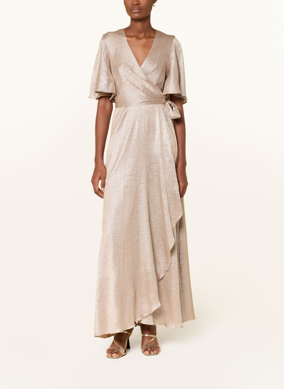 Phase Eight Robe portefeuille JULISSA avec fil pailleté et volants BEIGE