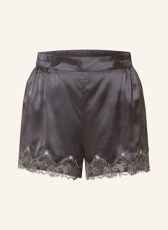 CHANTELLE CABARET SAUVAGE silk sleep shorts with lace BLACK / LIGHT PINK