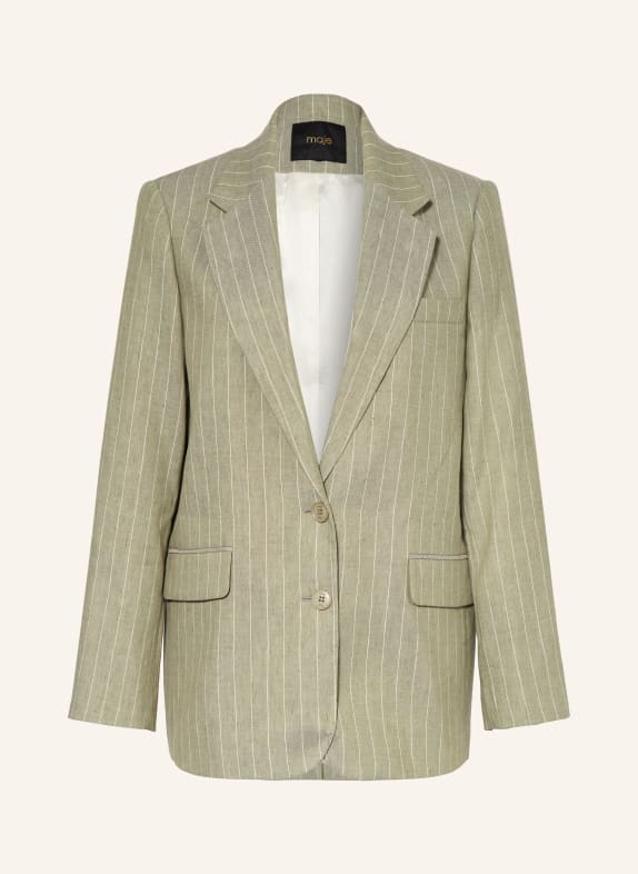 maje Blazer mit Leinen KHAKI / WEISS