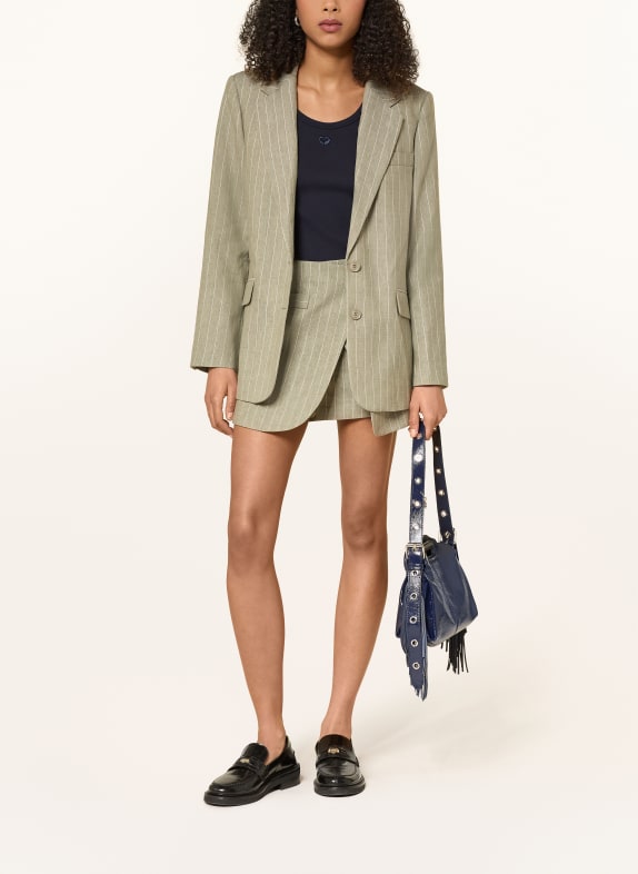 maje Blazer mit Leinen KHAKI / WEISS