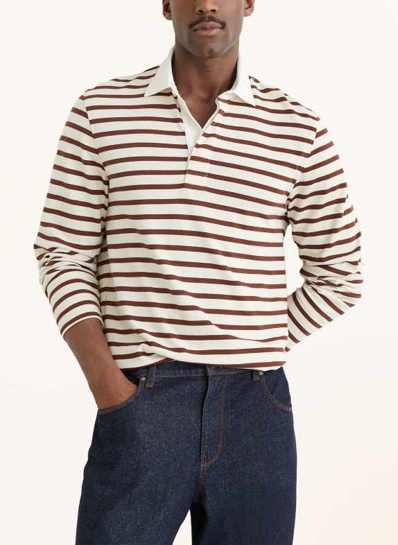 REISS Jersey-poloskjorte CONNERS BRUN / CREME