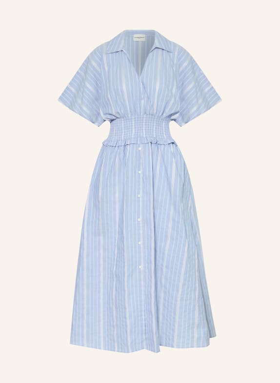 CLAUDIE PIERLOT Kleid mit Rüschen HELLBLAU / WEISS
