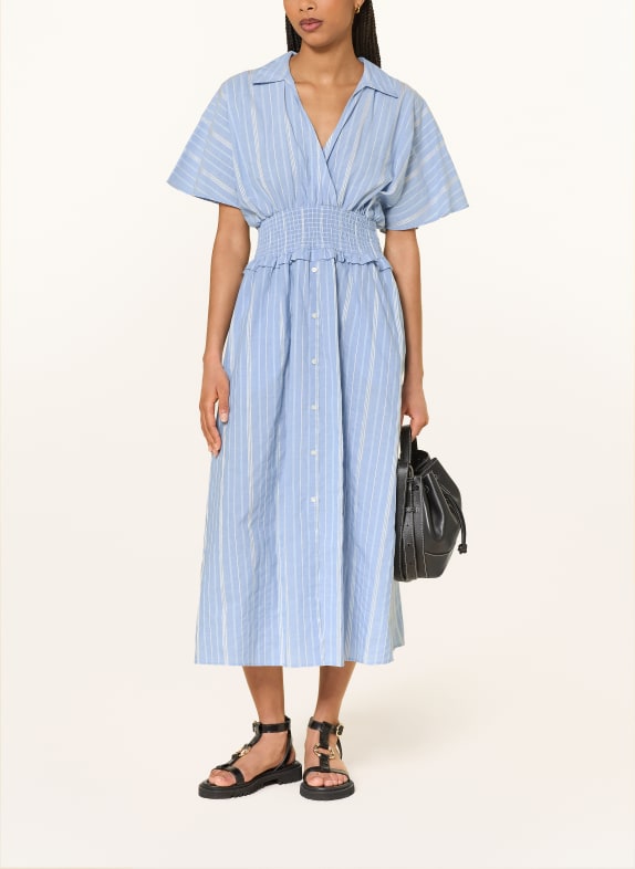 CLAUDIE PIERLOT Kleid mit Rüschen HELLBLAU / WEISS