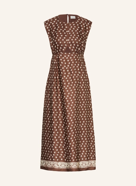 CLAUDIE PIERLOT Satinkleid mit Cut-outs BRAUN / BEIGE