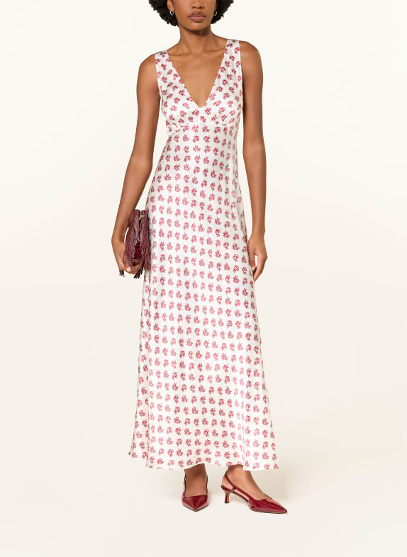 maje Satinkleid aus Seide WEISS / ROT