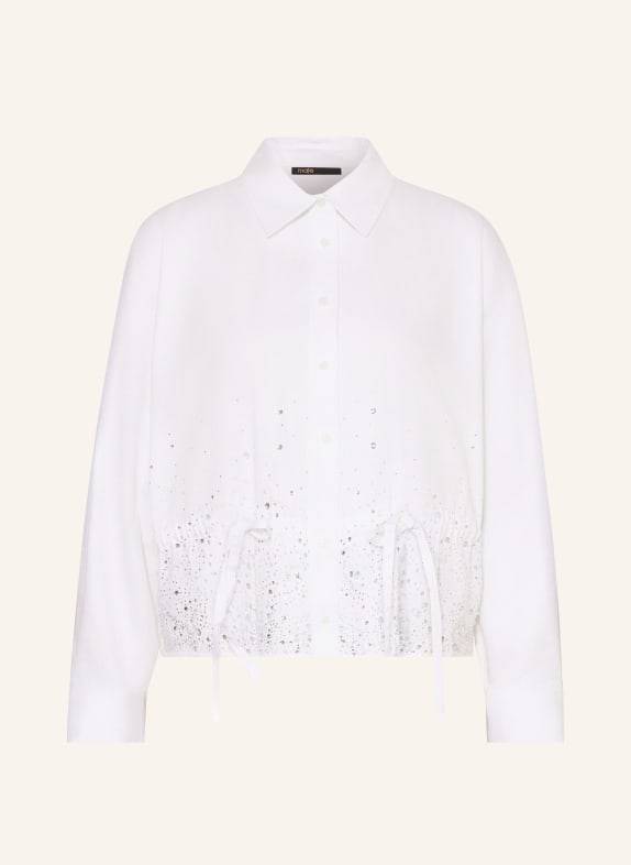 maje Hemdbluse mit Schmucksteinen WEISS