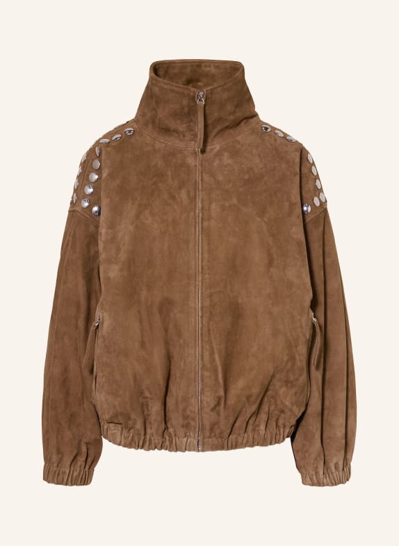 SANDRO Lederblouson mit Nieten BRAUN