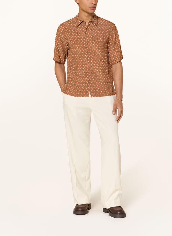SANDRO Kurzarm-Hemd Regular Fit COGNAC / BEIGE