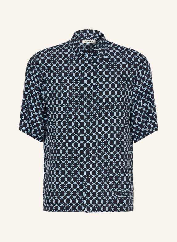 SANDRO Kurzarm-Hemd Regular Fit DUNKELBLAU / HELLBLAU