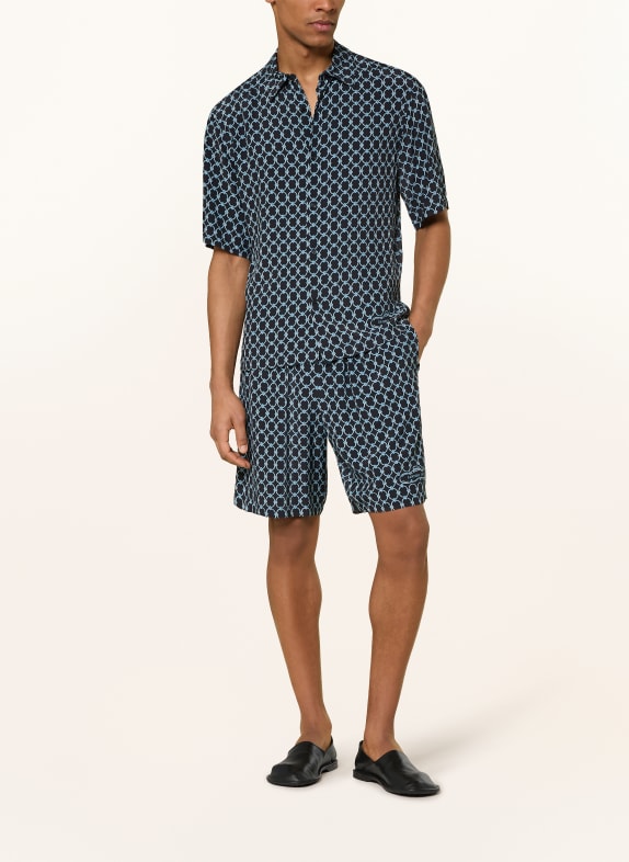 SANDRO Kurzarm-Hemd Regular Fit DUNKELBLAU / HELLBLAU