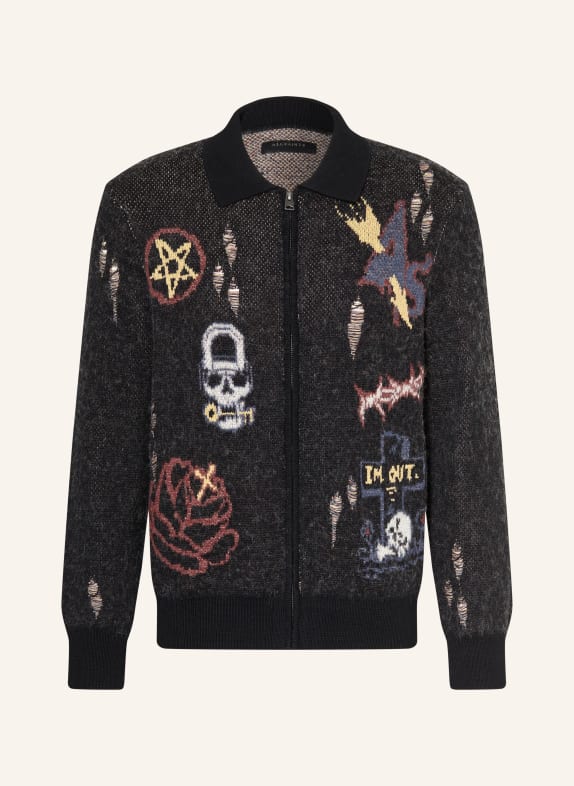 ALLSAINTS Strickjacke MELLER SCHWARZ / DUNKELROT / DUNKELGELB