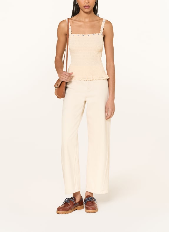 CLAUDIE PIERLOT Dzianinowy top z cekinami BEŻOWY
