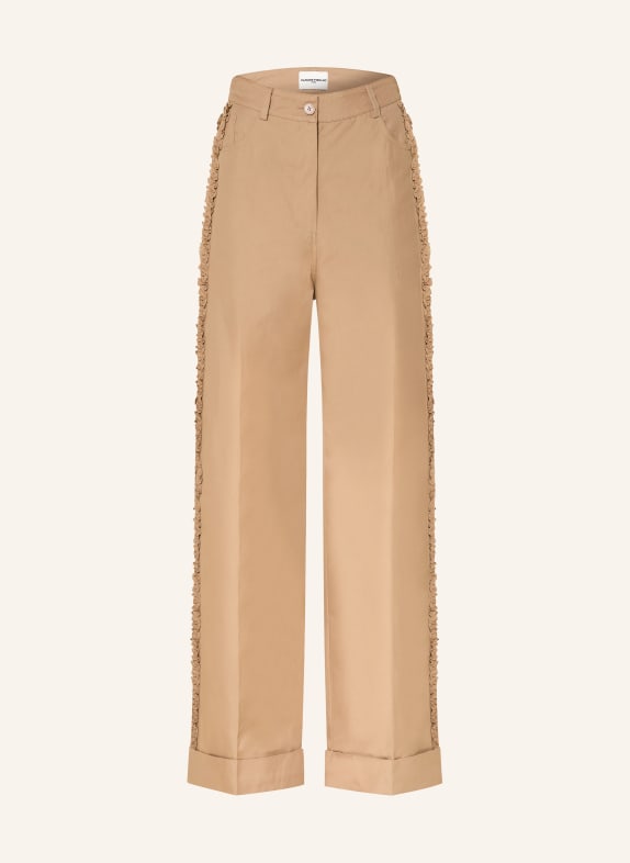 CLAUDIE PIERLOT Marlenehose mit Rüschen BEIGE