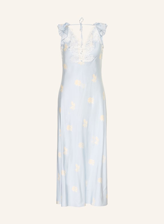 CLAUDIE PIERLOT Satinkleid mit Spitze HELLBLAU / BEIGE / CREME