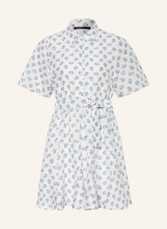 maje Hemdblusenkleid mit Leinen WEISS / HELLBLAU