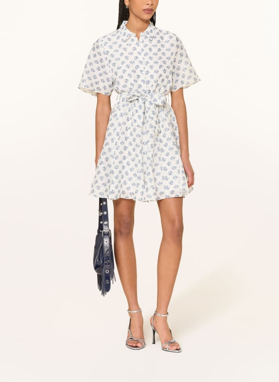 maje Hemdblusenkleid mit Leinen WEISS / HELLBLAU