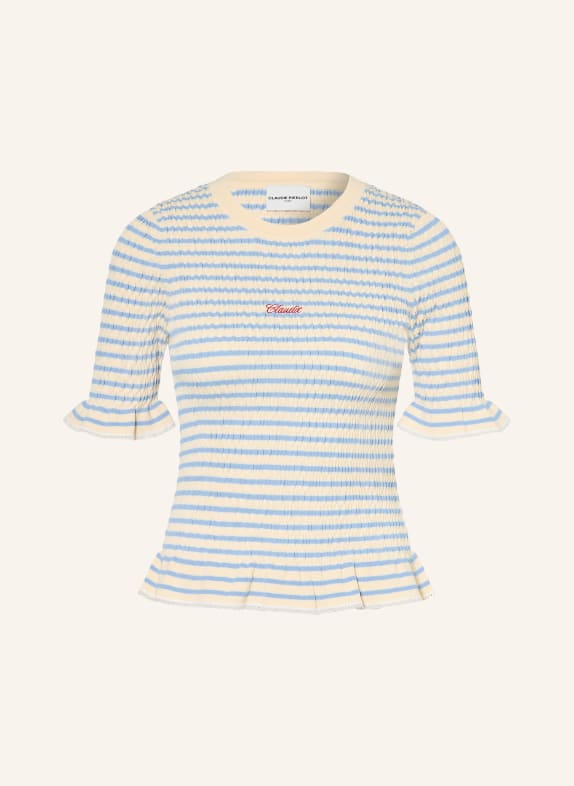 CLAUDIE PIERLOT T-Shirt mit Rüschen CREME / ROT / HELLBLAU