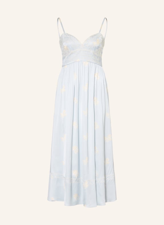 CLAUDIE PIERLOT Satinkleid HELLBLAU / BEIGE / CREME