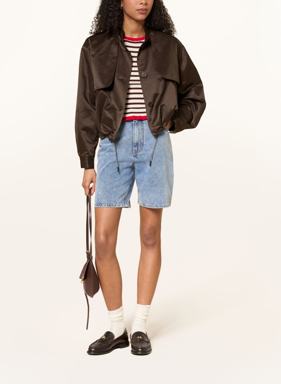 CLAUDIE PIERLOT Kastenjacke aus Satin DUNKELBRAUN