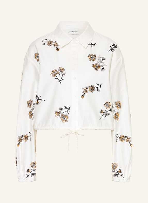 CLAUDIE PIERLOT Bluzka z kamieniami ozdobnymi i cekinami BIAŁY / SREBRNY / ZŁOTY