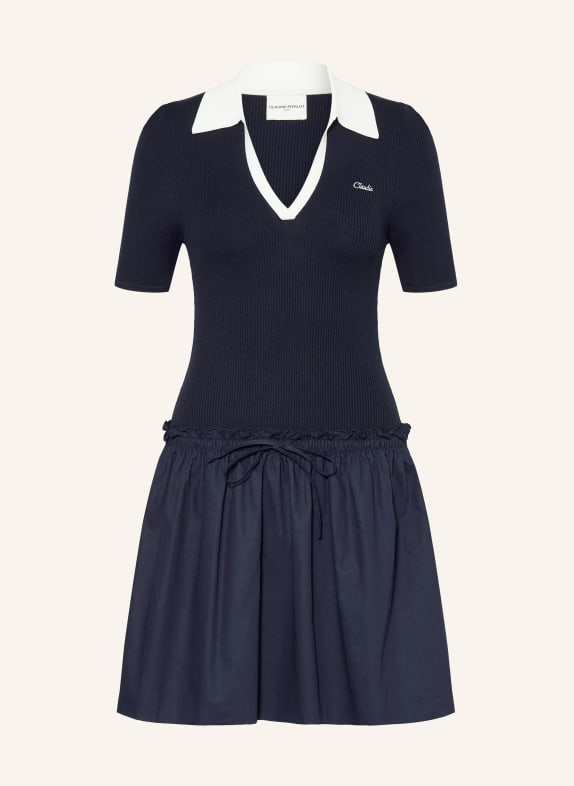 CLAUDIE PIERLOT Sukienka z mieszanki materiałów GRANATOWY / BIAŁY