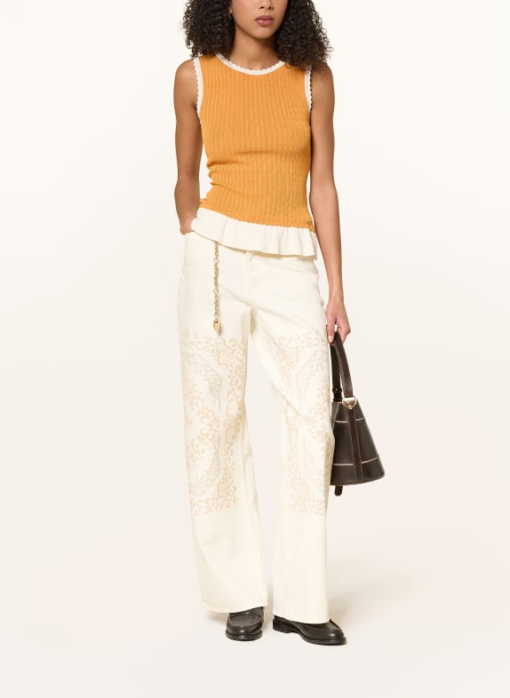 CLAUDIE PIERLOT Stricktop ORANGE / ECRU