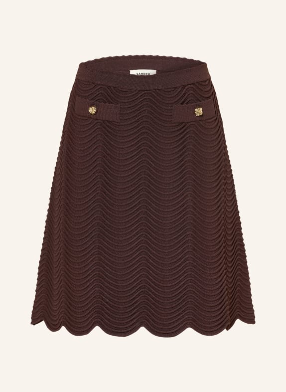 SANDRO Strickrock DUNKELBRAUN / GOLD