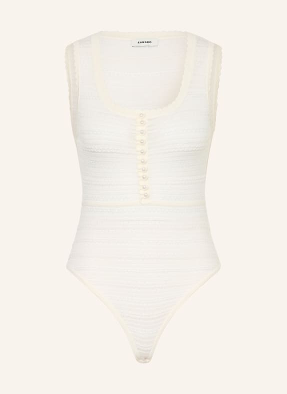 SANDRO Body z ozdobnymi perełkami ECRU