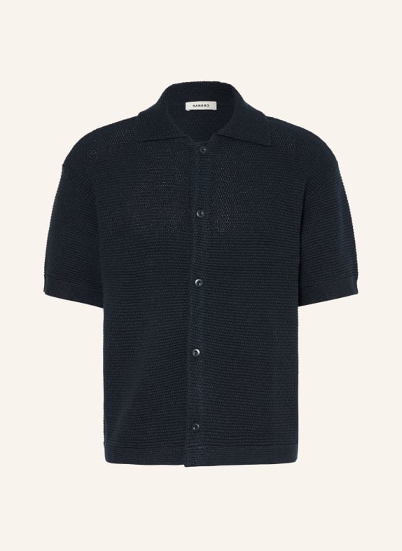 SANDRO Kurzarm-Hemd Comfort Fit DUNKELBLAU