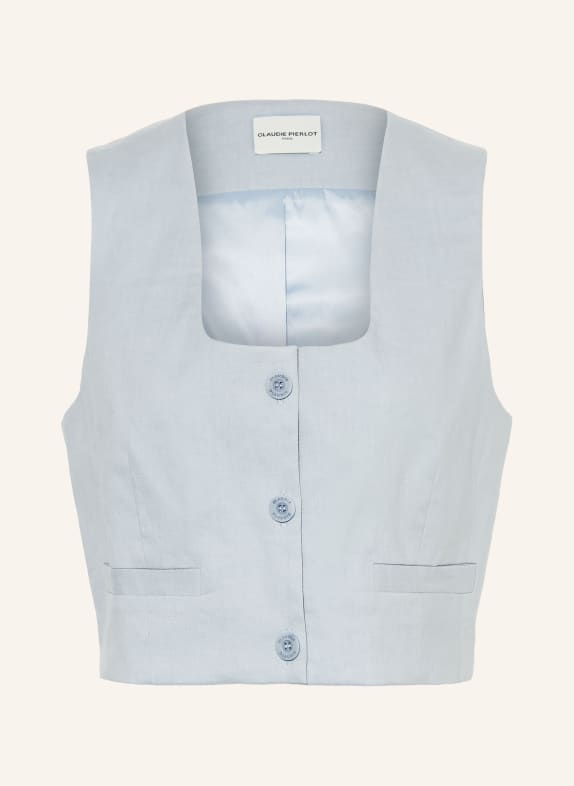 CLAUDIE PIERLOT Kamizelka blezerowa z lnem JASNONIEBIESKI