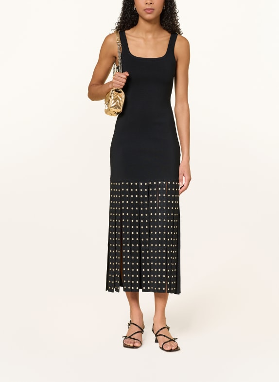 SANDRO Sukienka z dzianiny z nitami CZARNY / SREBRNY