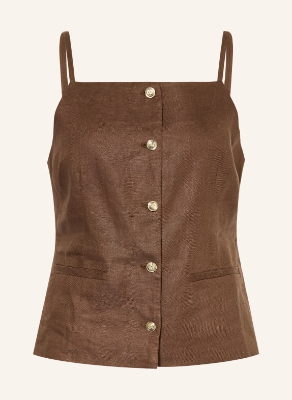 maje Blusentop aus Leinen BRAUN / GOLD