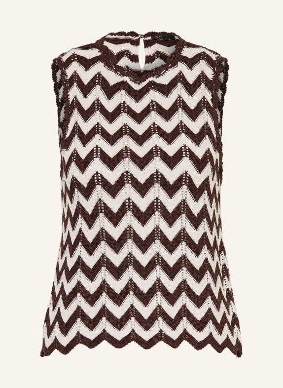 maje Stricktop DUNKELBRAUN / WEISS