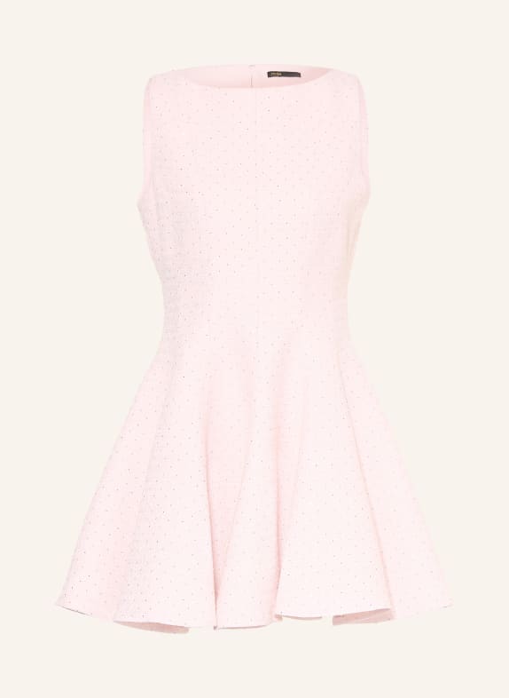 maje Sukienka z bouclé z kamieniami ozdobnymi i błyszczącą przędzą JASNORÓŻOWY