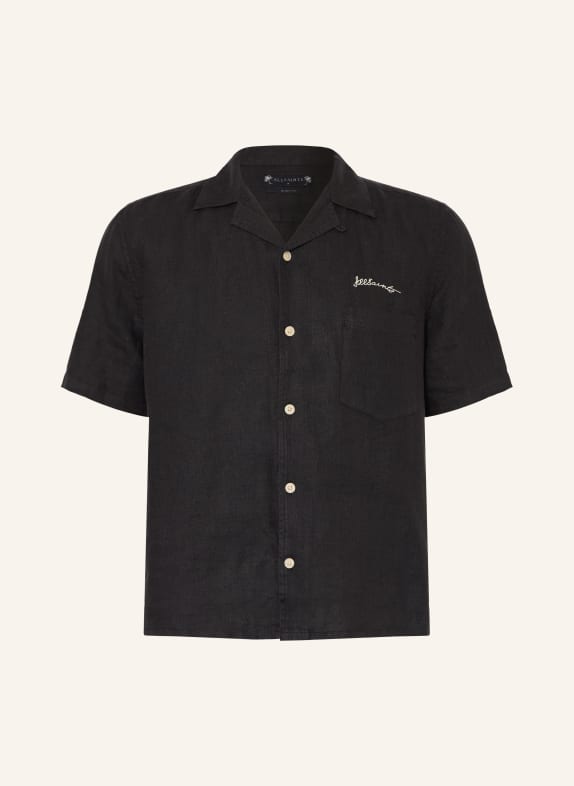 ALLSAINTS WILDER boxy fit resort shirt made of linen BLACK / DUSKY PINK / GREEN