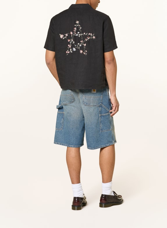ALLSAINTS Resorthemd WILDER Boxy Fit van linnen ZWART / VIEUX ROSE / GROEN