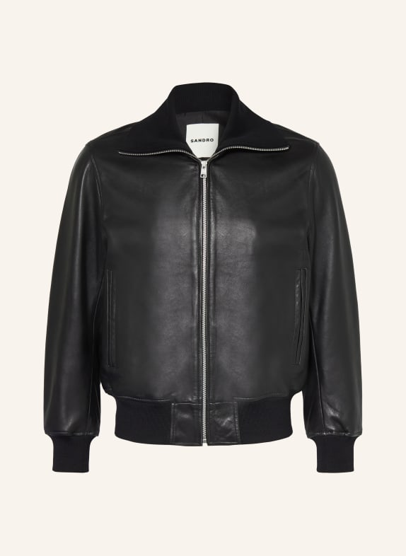 SANDRO Lederjacke SCHWARZ