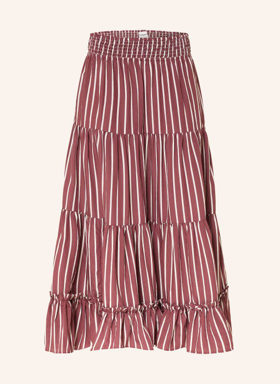 CLAUDIE PIERLOT Rock mit Rüschen DUNKELROT / WEISS