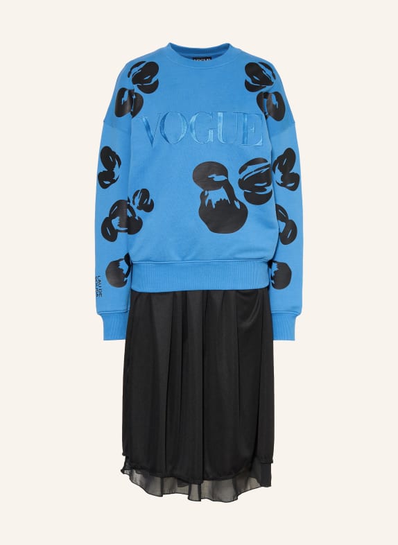 VOGUE COLLECTION Jurk in verschillende materialen BLAUW / ZWART