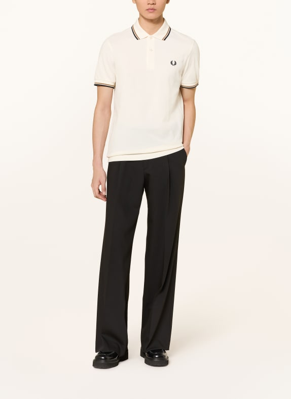 FRED PERRY Piqué poloshirt ECRU / BRUIN / ZWART