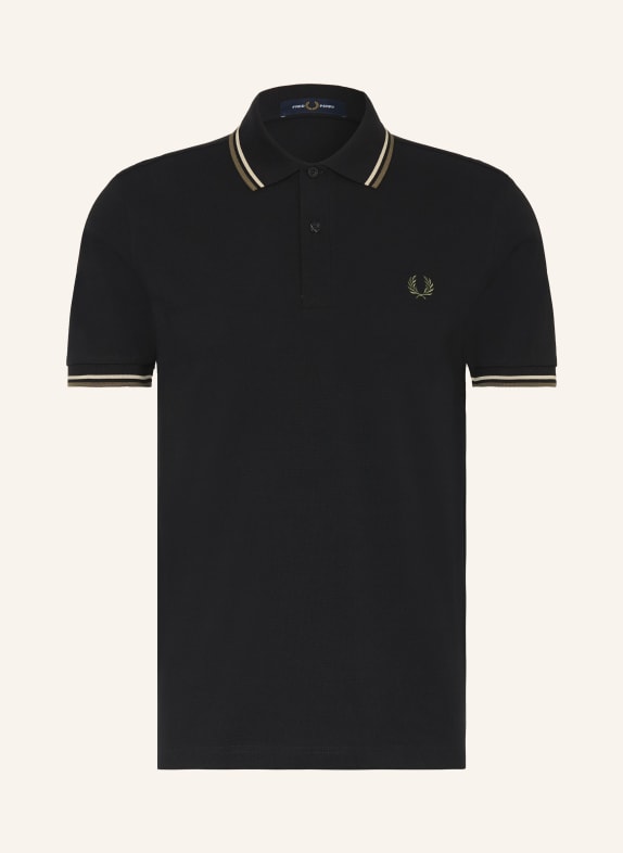 FRED PERRY Piqué polokošile ČERNÁ / OLIVOVÁ / BÍLÁ