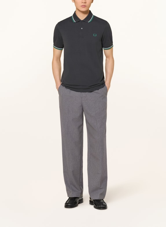 FRED PERRY Piqué poloshirt DONKERGRIJS / GROEN / LICHTBLAUW