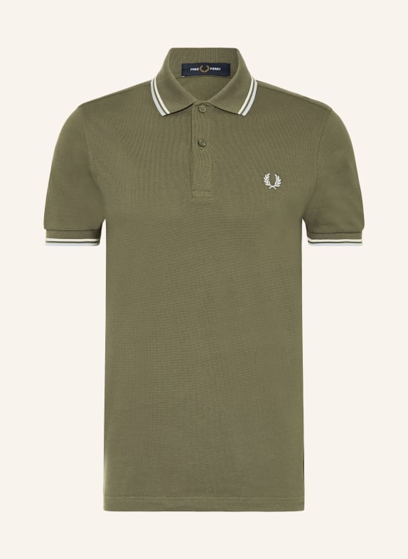 FRED PERRY Polo piqué OLIVE / BLANC